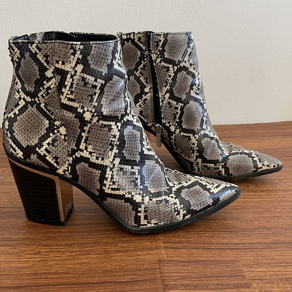 Sam Edelman Snake Pointed Toe Block Heel Booties - image 1